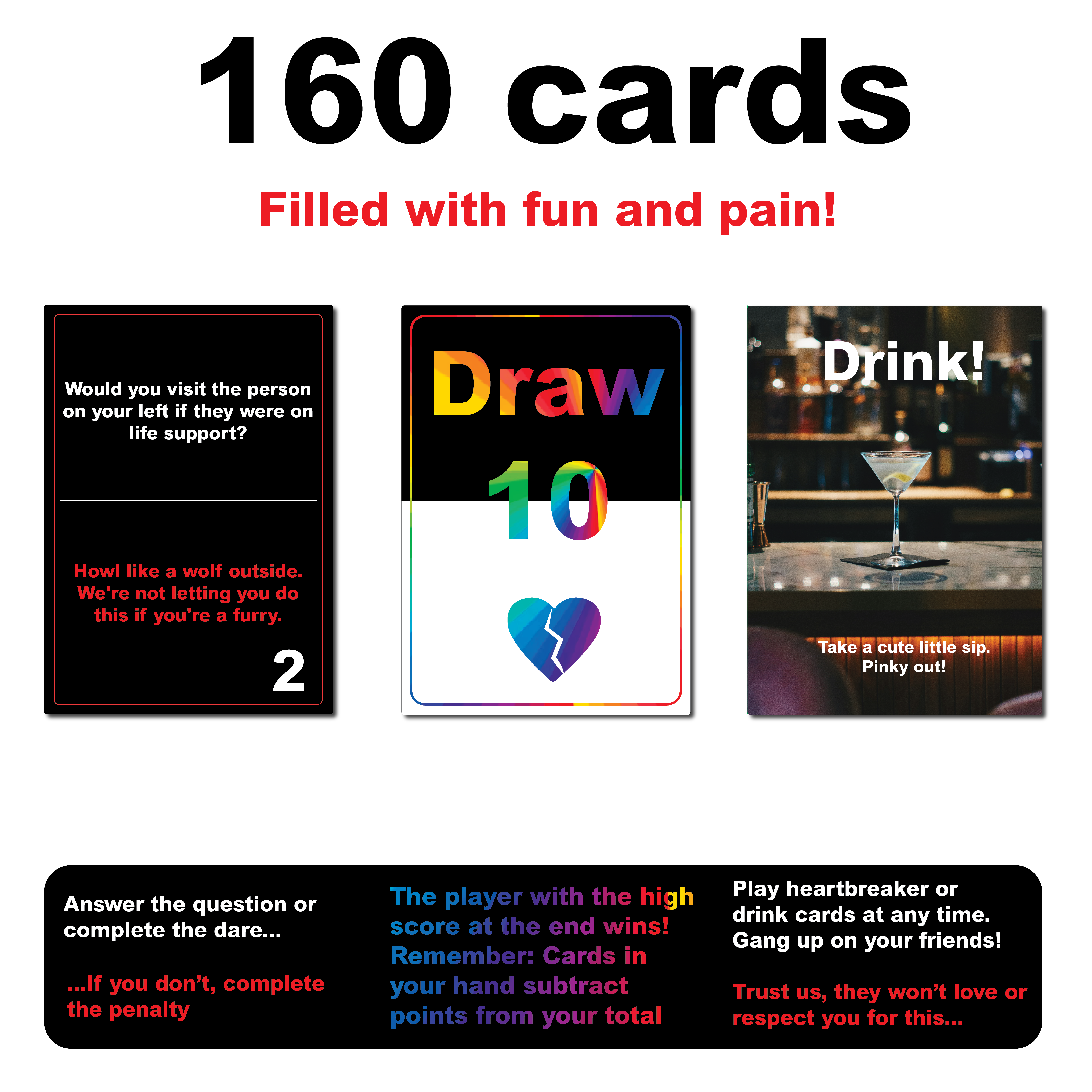 It's Over! Infographic showing  drinking game mechanics and adult card games.